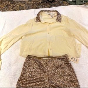 Gold sequins Shorts and shirt great for New Yers